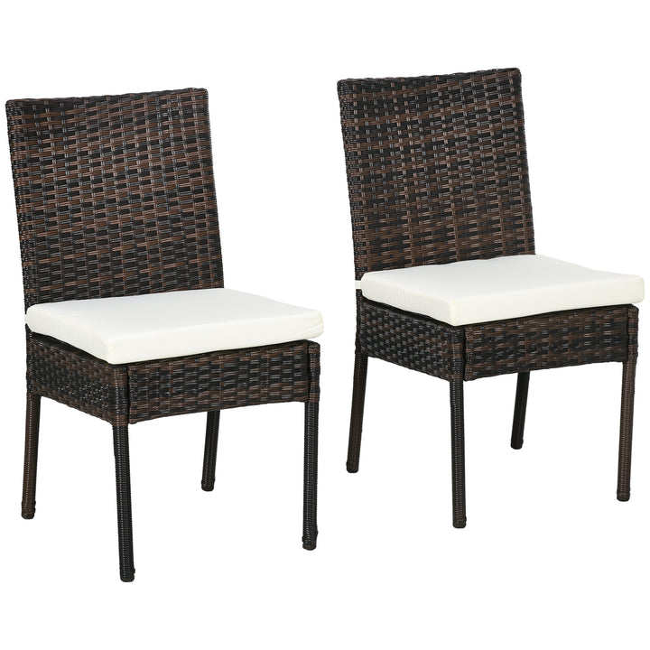 Outsunny Set of Two Armless Rattan Garden Chairs - Brown | Aosom UK