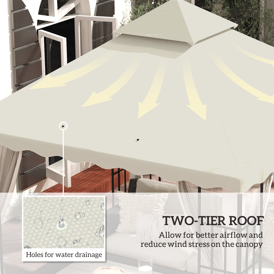 3 x 3 m Gazebo Canopy Replacement Covers, 2 - Tier Gazebo Roof Replacement TOP COVER ONLY, Cream White