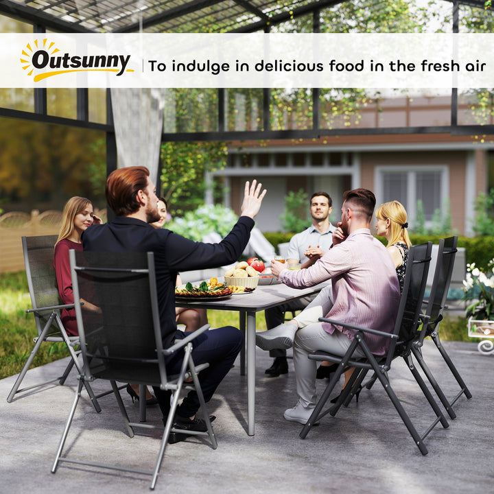 Garden Table, Outdoor Dining Table for 6 People, 160 x 90 x 74 cm, with Rust Resistant Metal Frame, WPC Top, for Balcony, Terrace, Light Grey