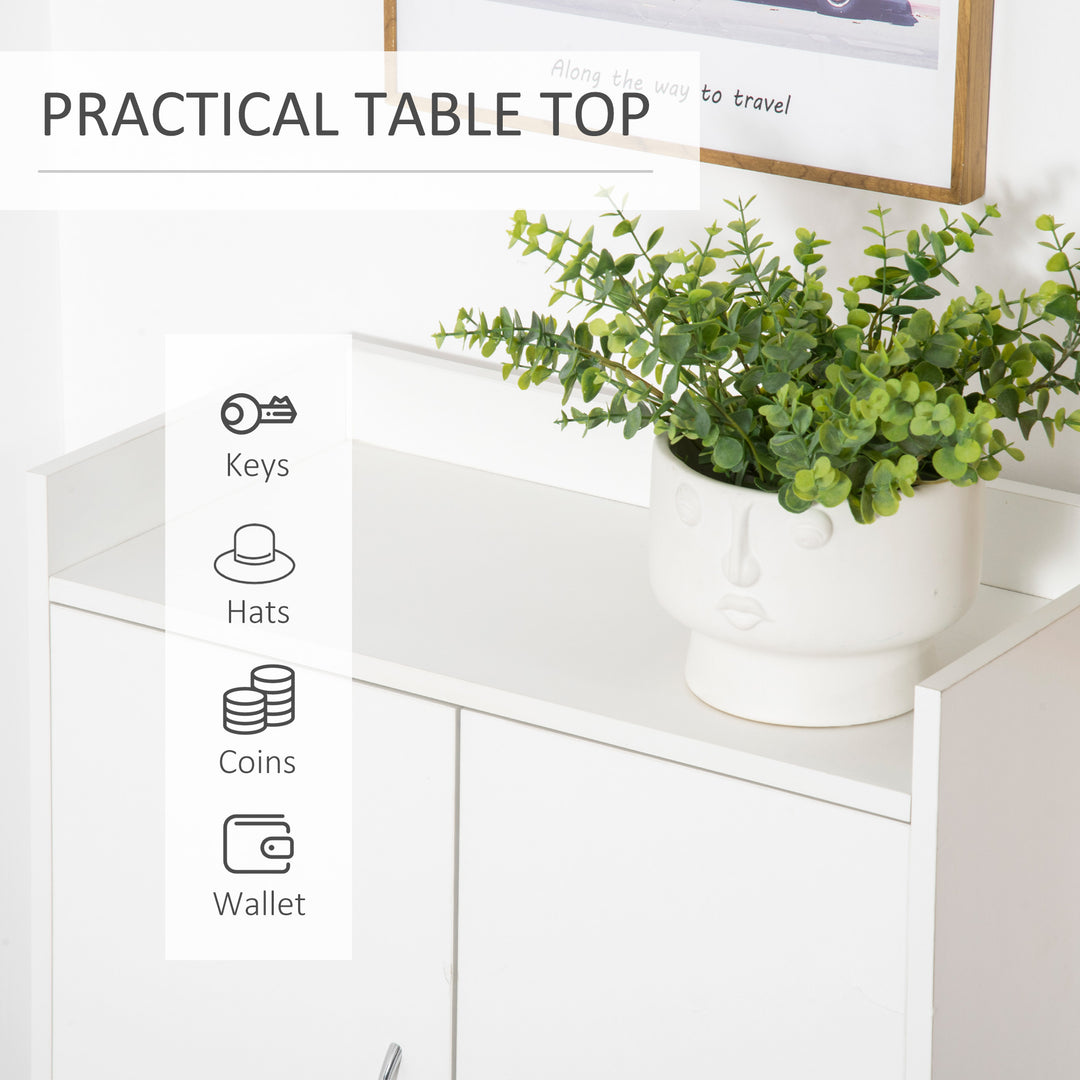 MCL Modern Shoe Cabinet Storage Organizer with Doors and Shelves for Hallway & Entryway, 60L x 30W x 92Hcm, White