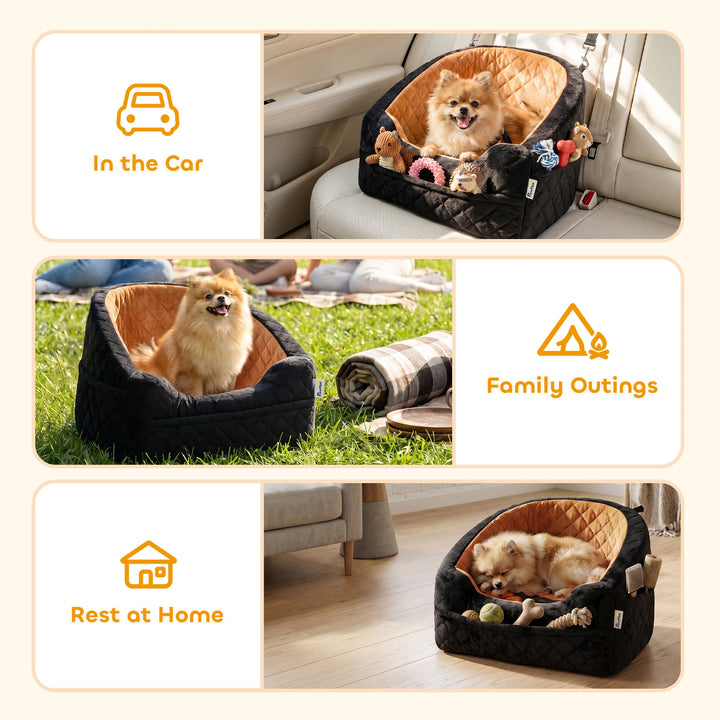 Dog Car Seat, Detachable Washable Dog Booster Seat with Thick Cushion,