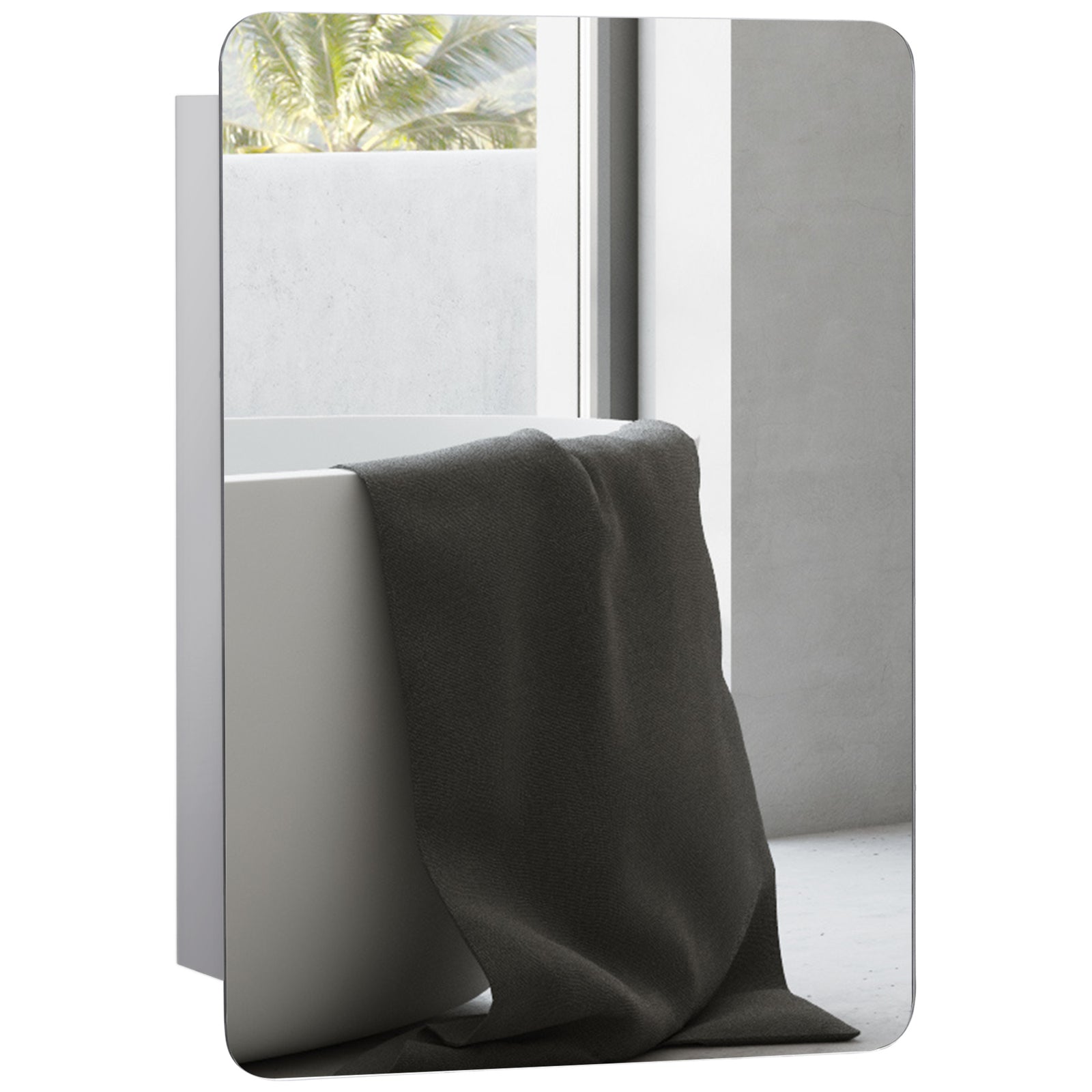 Bathroom Storage Cabinet w/Sliding Mirror Door, Wall Mounted Bathroom Cabinet with 3 Shelves, Stainless Steel Frame, 46W x 66H cm