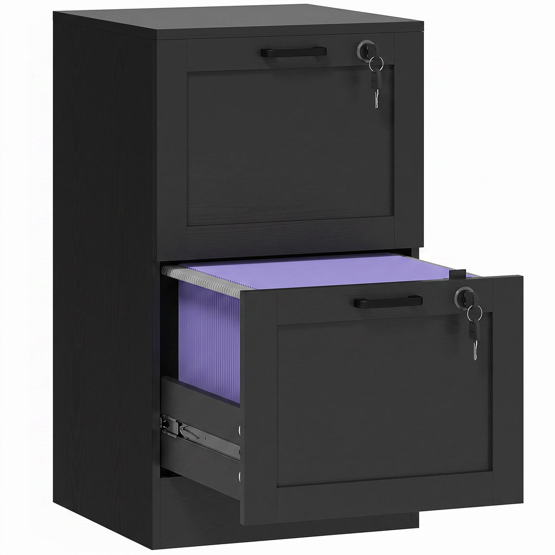 2-Drawer Filing Cabinet with Lock - Black