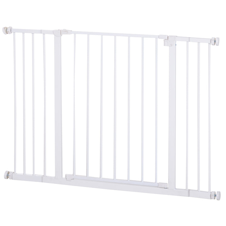 PawHut Pressure Fitted Pet Dog Safety Gate Metal Fence Extending 72-107cm Wide | Aosom UK