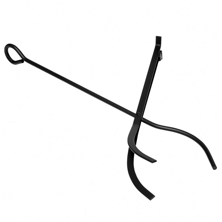 MCL Metal Firewood Log Holder 2 Layer Firewood Rack Indoor Outdoor Fireplace Wood Storage Shelf with 4 Tools and Hooks, Black, 40L x 30W x 74.5H cm