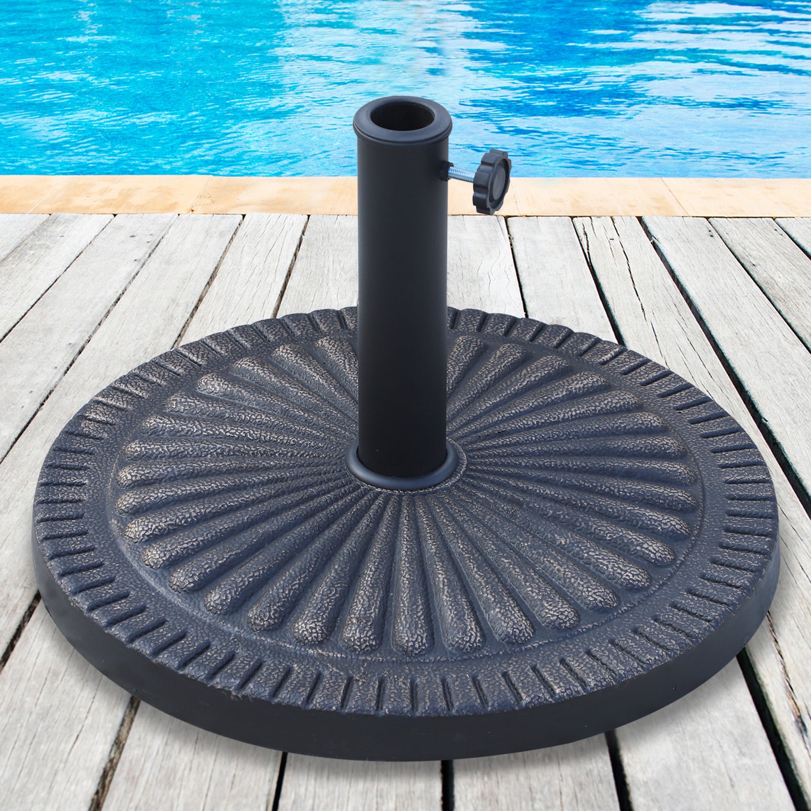 14kg Garden Parasol Base, Round Resin Sun Umbrella Base, Outdoor Umbrella Stand for 38mm or 48mm Outdoor Umbrella Poles, Bronze Tone