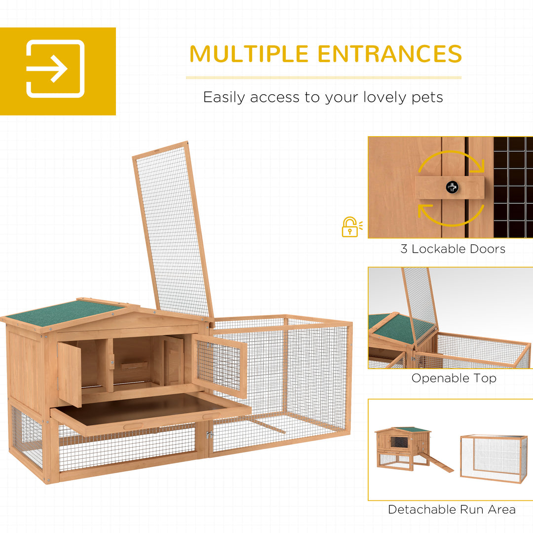 Wooden Rabbit Hutch Guinea Pig hutch House 2 Tier with Rabbit Run for Outdoor Garden Backyard, 85 x 24 x 57cm