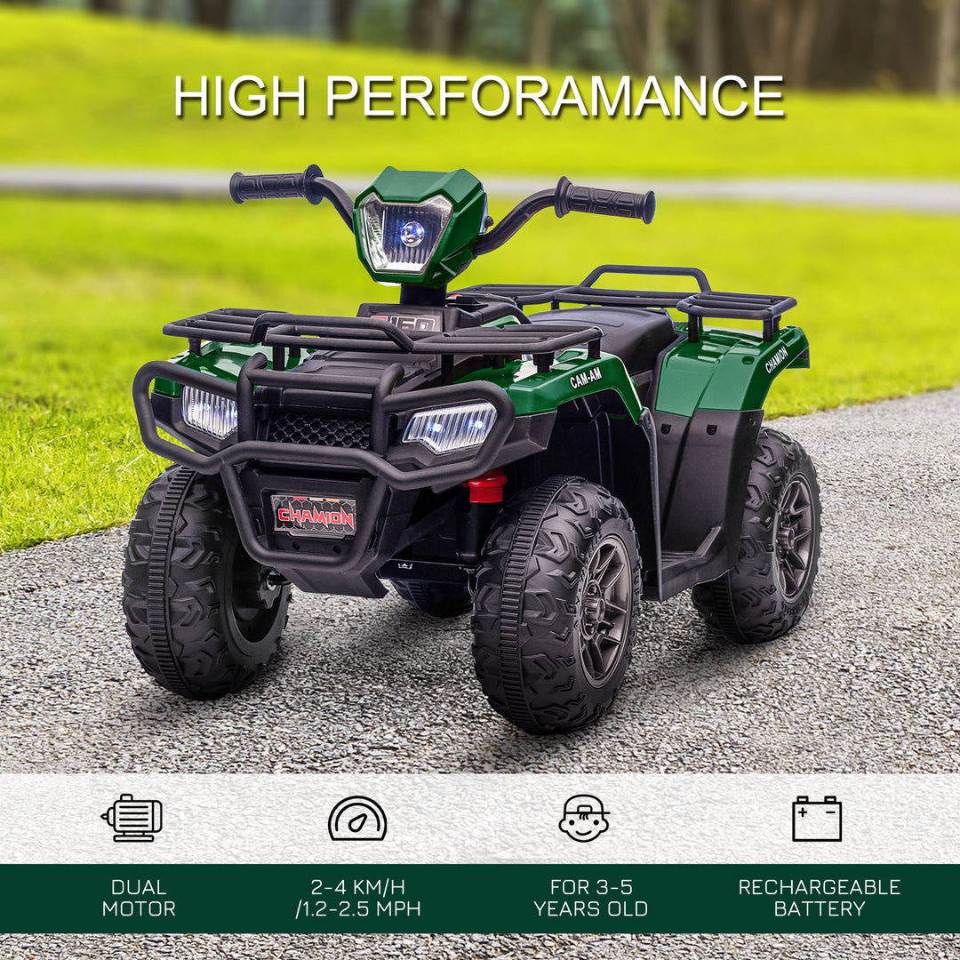 HOMCOM 12V Kids Quad Bike with Forward Reverse Functions, Electric Ride On ATV with Music, LED Headlights, for Ages 3