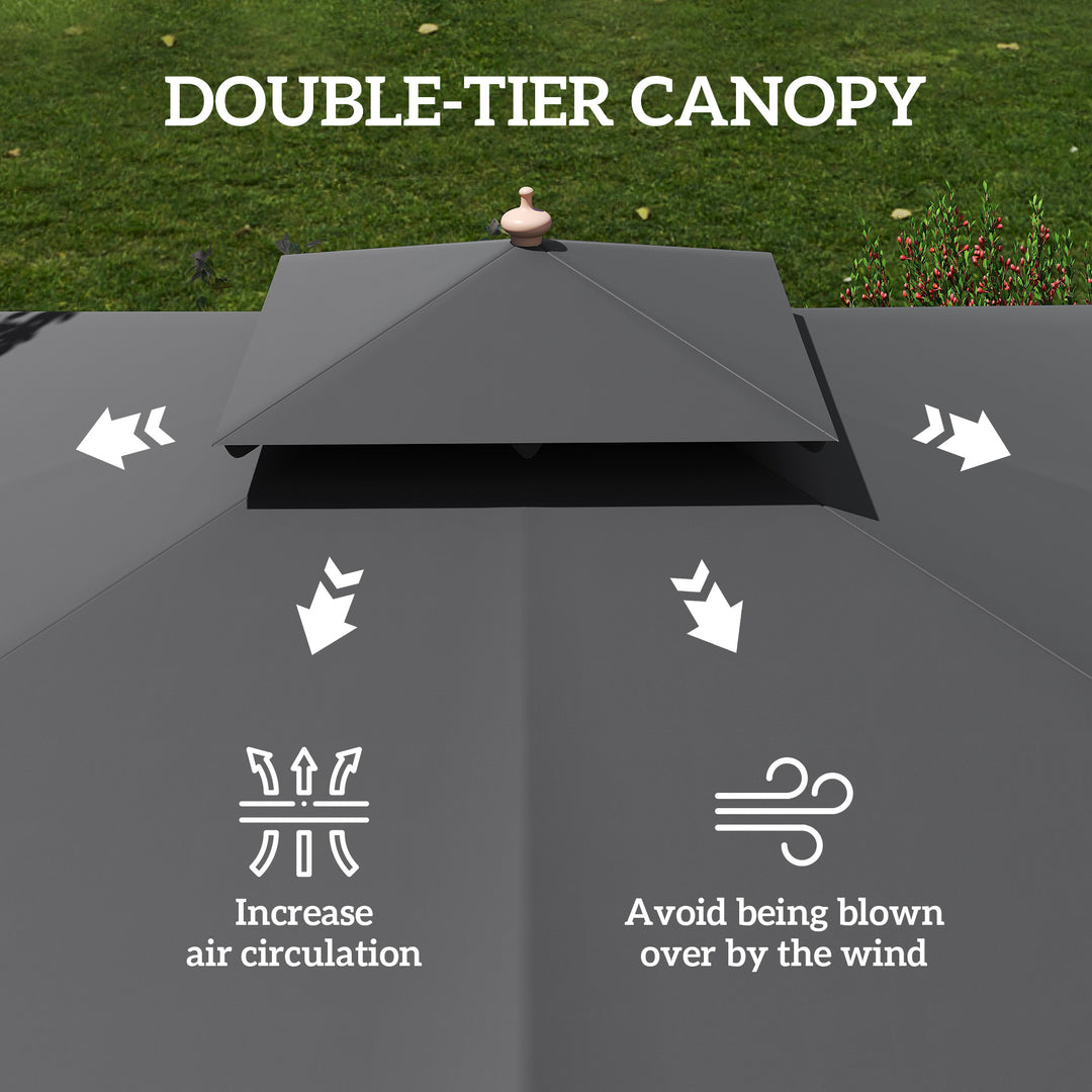 3 m Square Canopy Parasol - Black