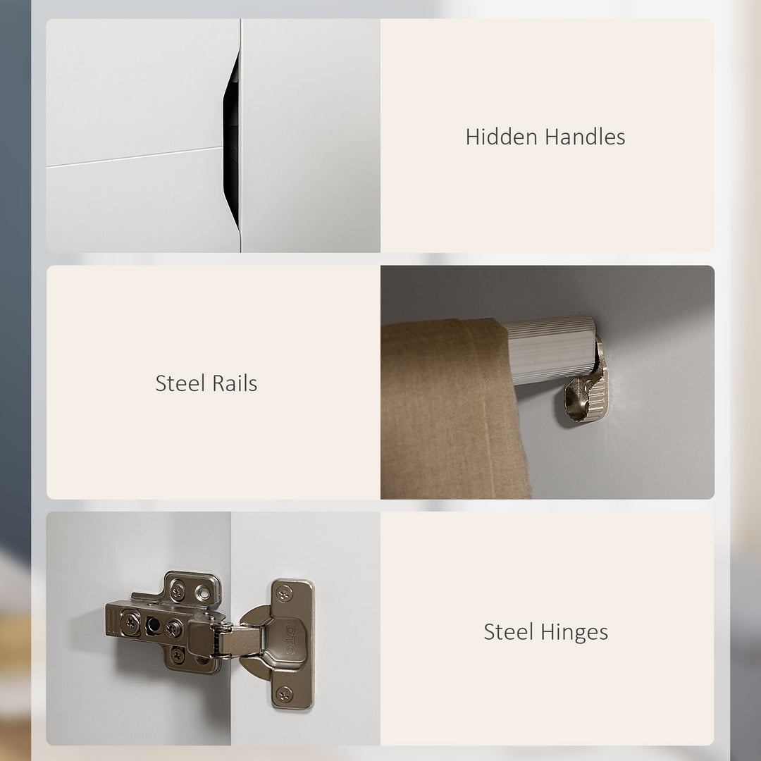 MCL Wardrobe with 2 Doors, 2 Drawers, Hanging Rail, Shelves for Bedroom Clothes Storage Organiser, 89x50x185cm, White