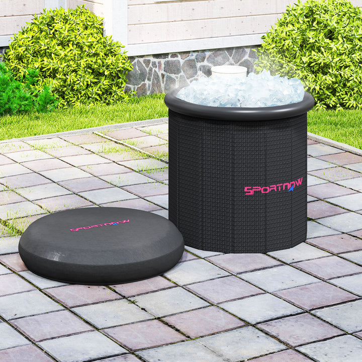 SPORTNOW 300L Outdoor Ice Bath Tub, with Lid, Cover, Carry Bag, Black