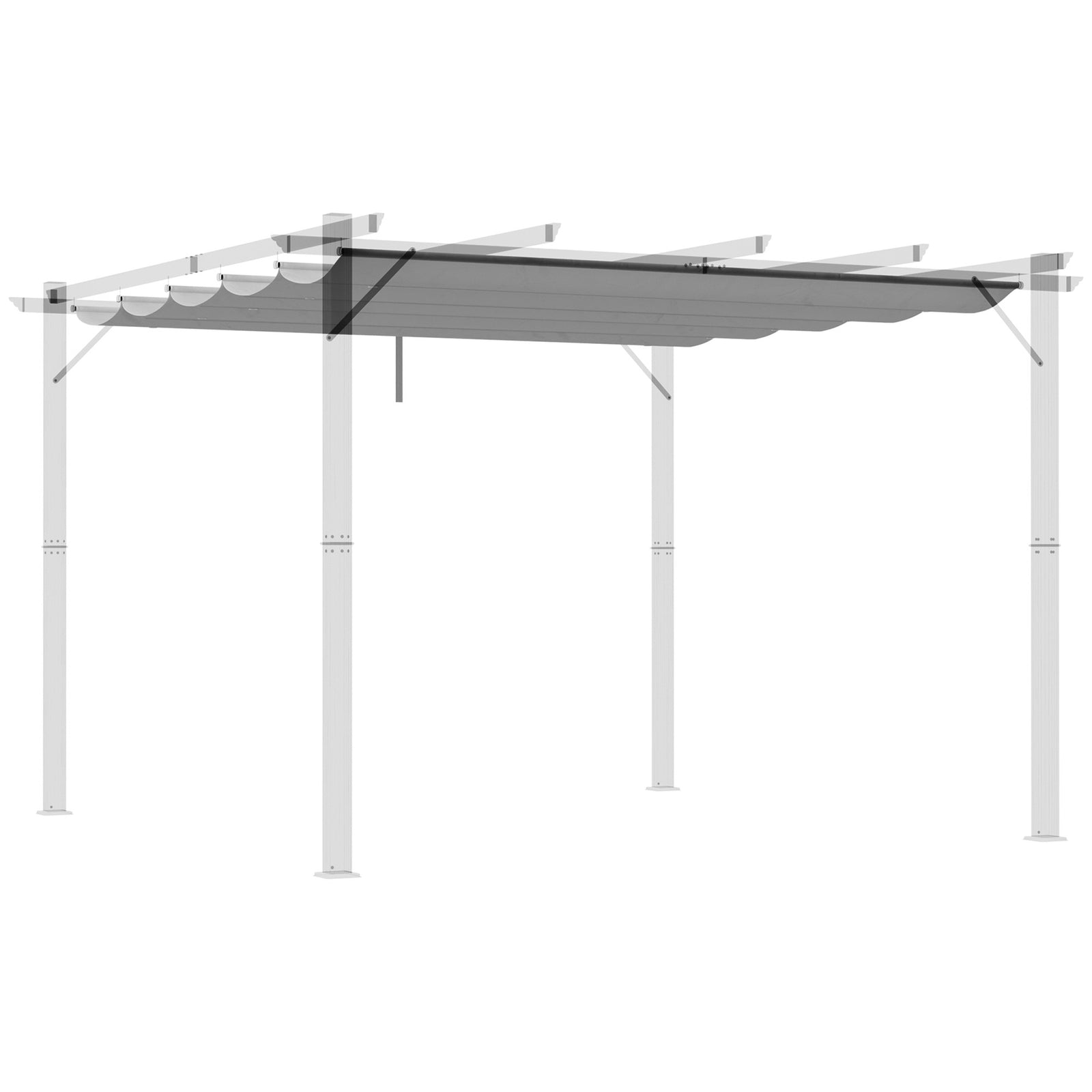 Retractable Pergola Shade Cover, Replacement Canopy Fabric for 3 x 3 (m) Pergola, Gazebo Retractable Roof, Light Grey