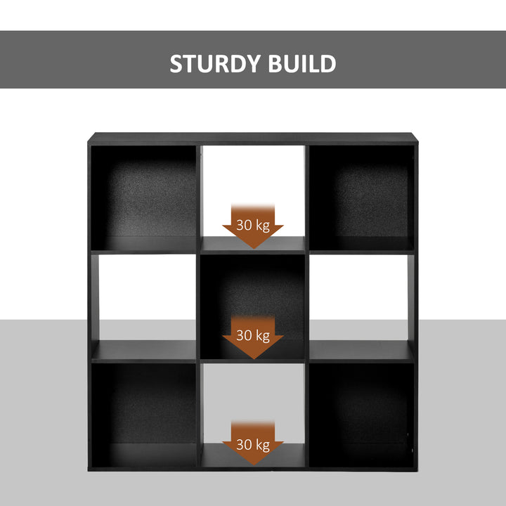 3-tier 9 Cubes Storage Unit Particle Board Cupboard Bookcase Organiser Home Office Shelves, Black