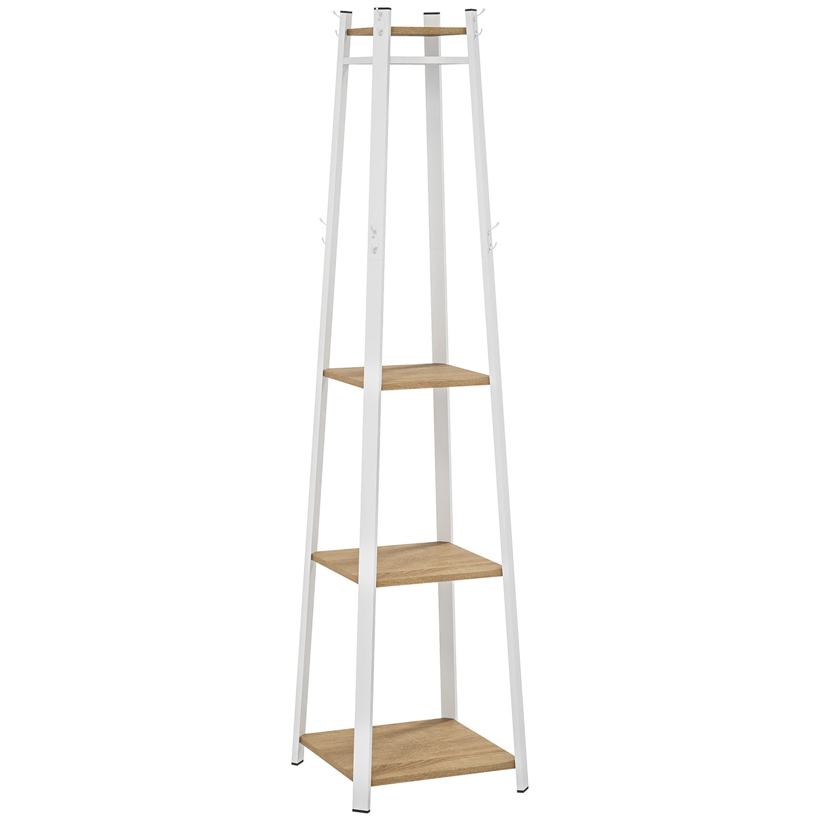 Compact Freestanding Coat Rack - White/Oak