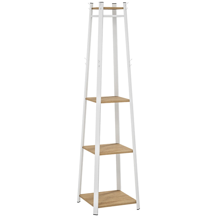 Compact Freestanding Coat Rack - White/Oak