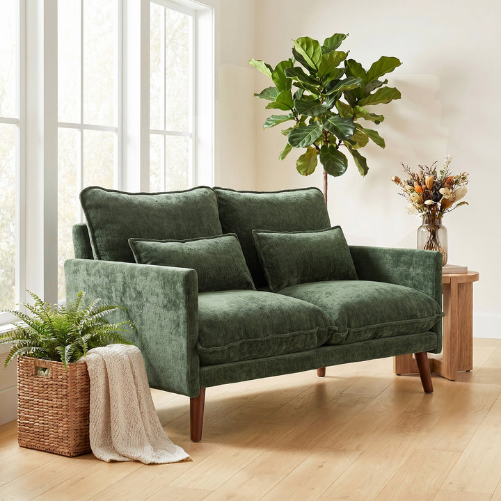 2 Seater Sofa, Loveseat Sofa with Spring Cushions, Wide and Deep Seat,