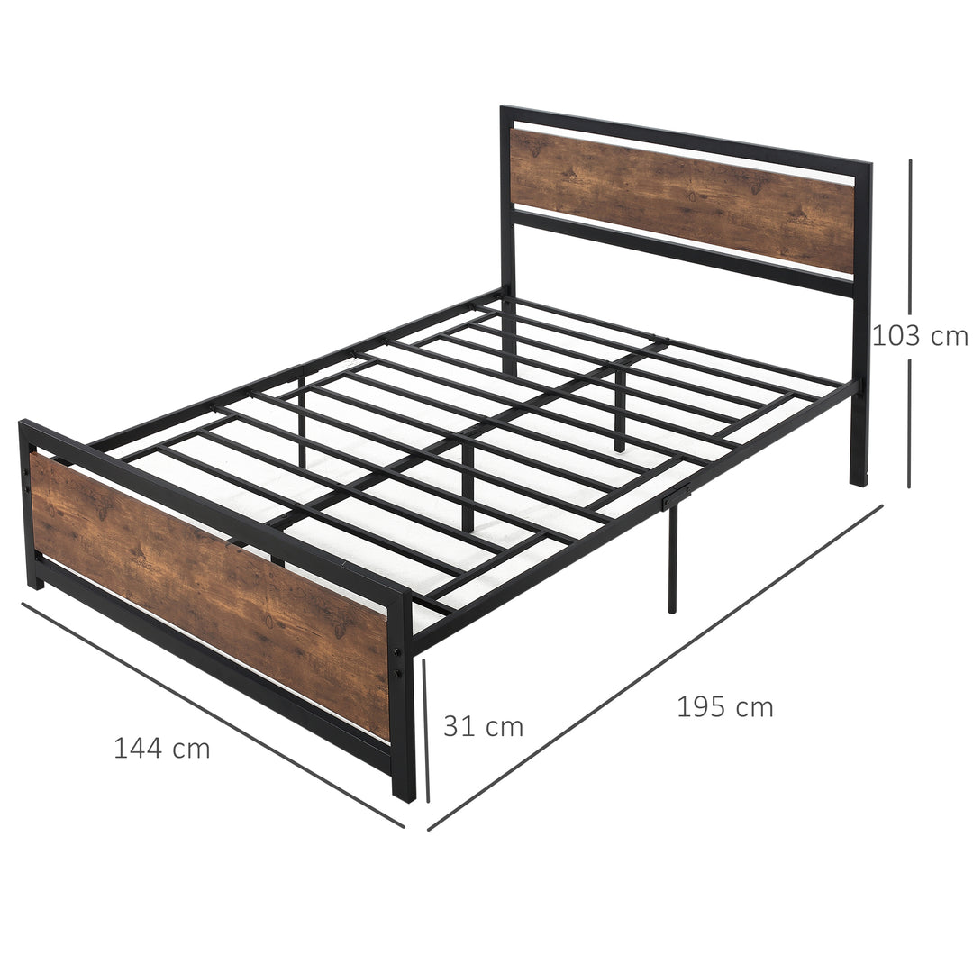 HOMCOM Twin Size Metal Bed Frame, Full with Headboard & Footboard, Strong Slat Support & Underbed Storage Space, No Box Spring Needed | Aosom UK