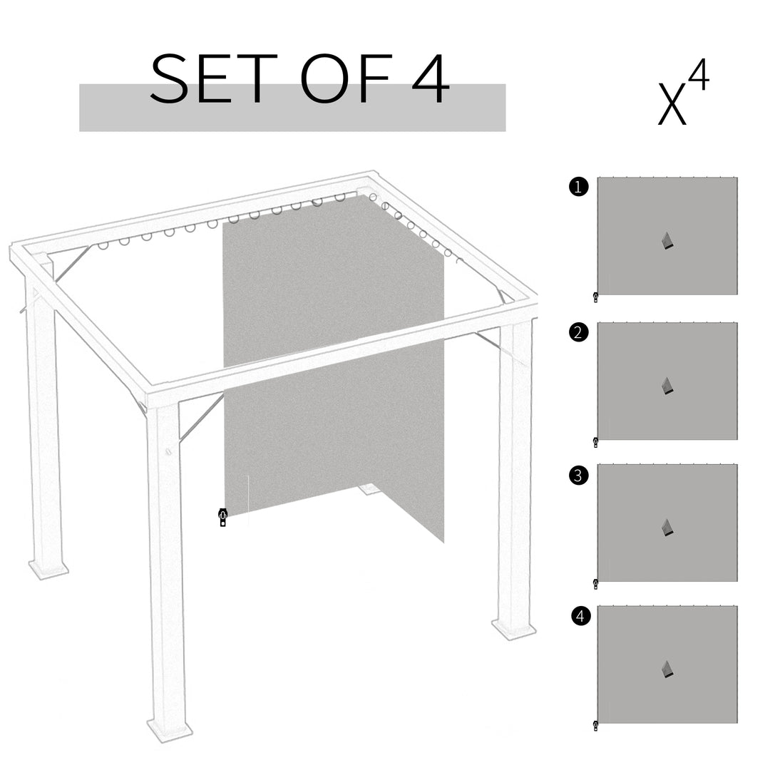 Set of Four 3 x 3m Gazebo Replacement Walls - Light Grey