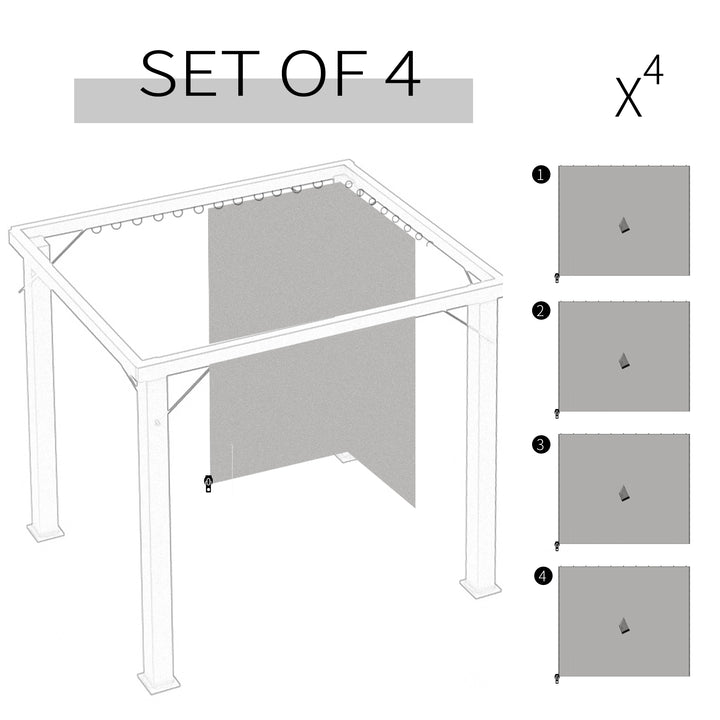 Set of Four 3 x 3m Gazebo Replacement Walls - Light Grey