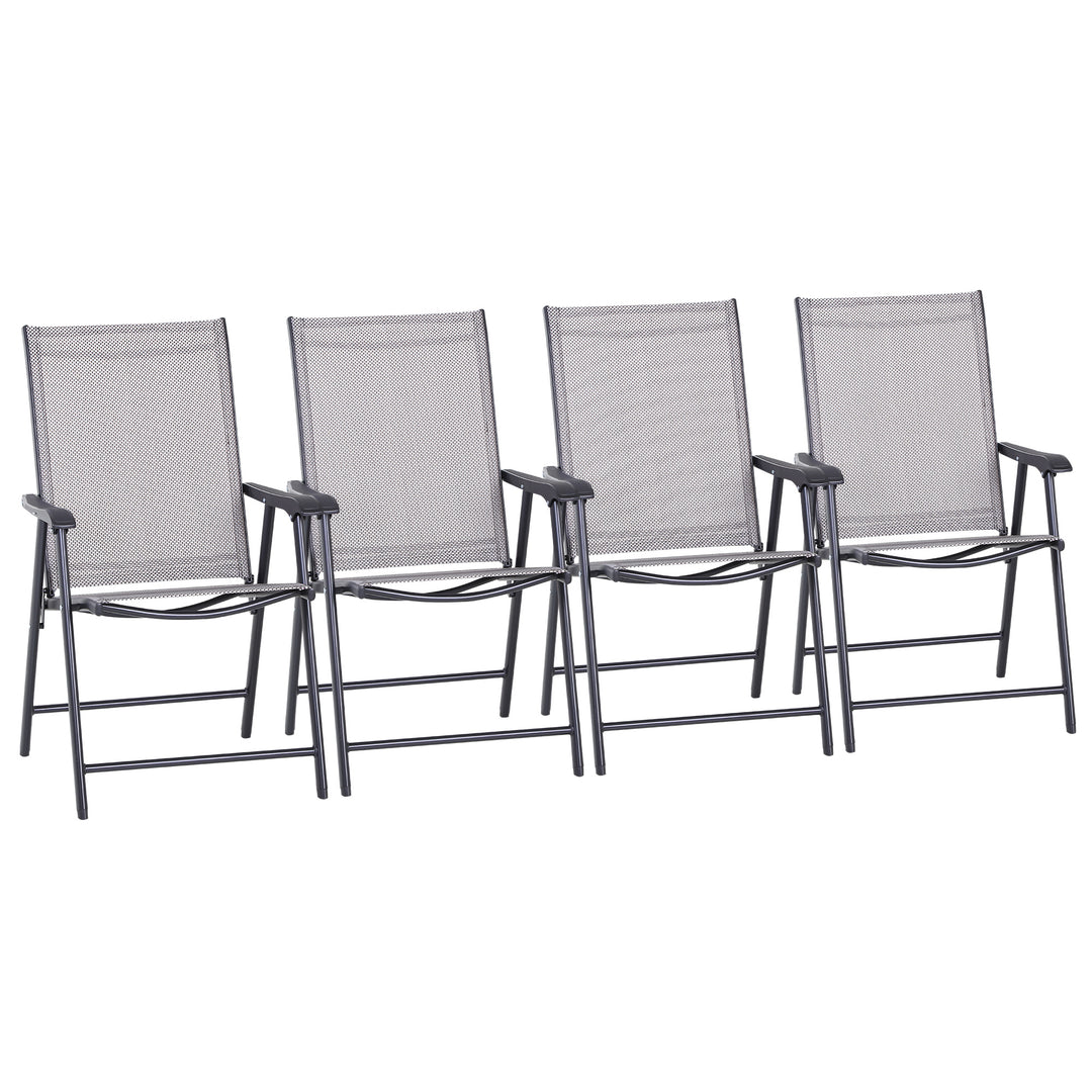 Set of Four Folding Garden Chairs - Grey