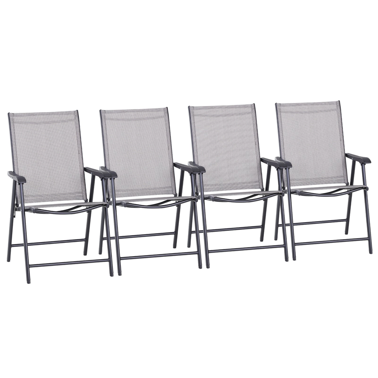 Set of Four Folding Garden Chairs - Grey