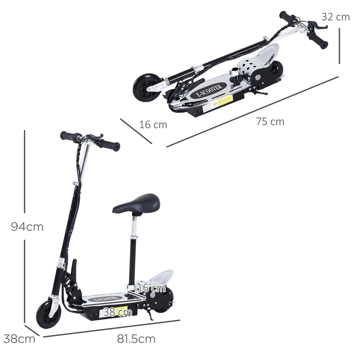 120W Foldable Powered Scooters with 24V Rechargeable Battery, Adjustable Ride on Toy (Black)