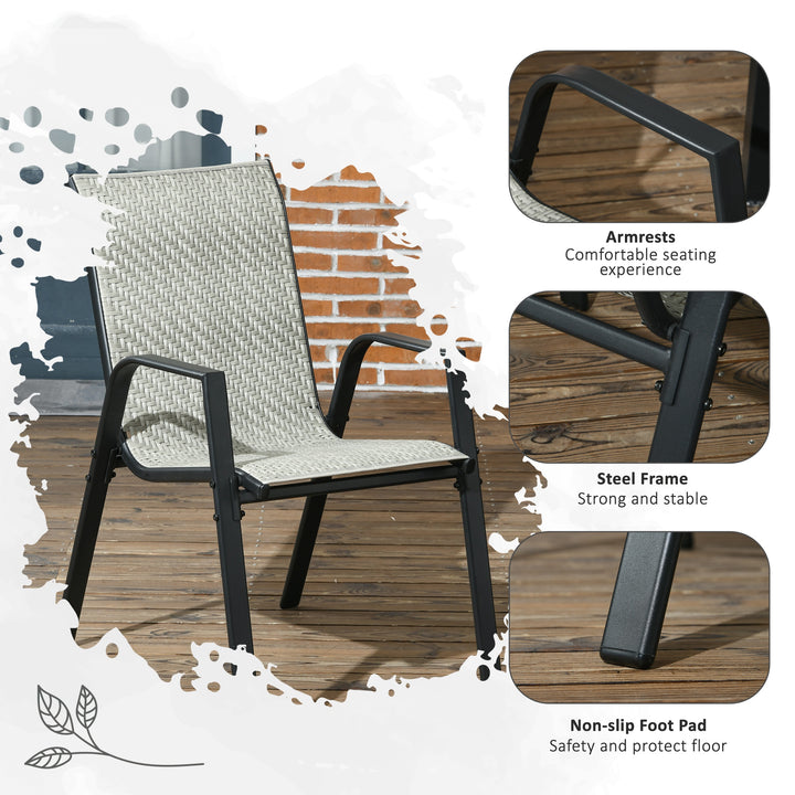 Four-Piece Stacking Rattan Garden Seat Set - Mixed Grey