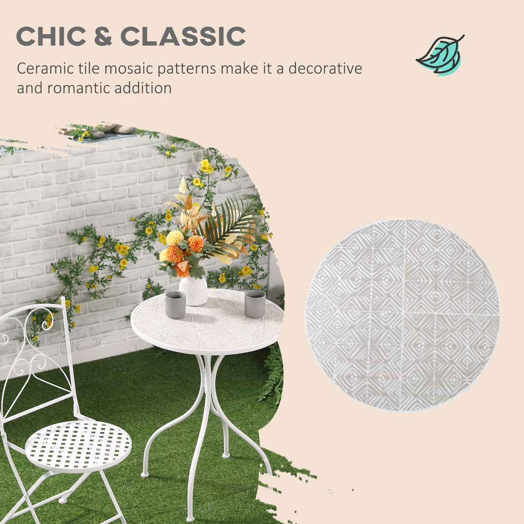 Three-Piece Metal Bistro Set - White