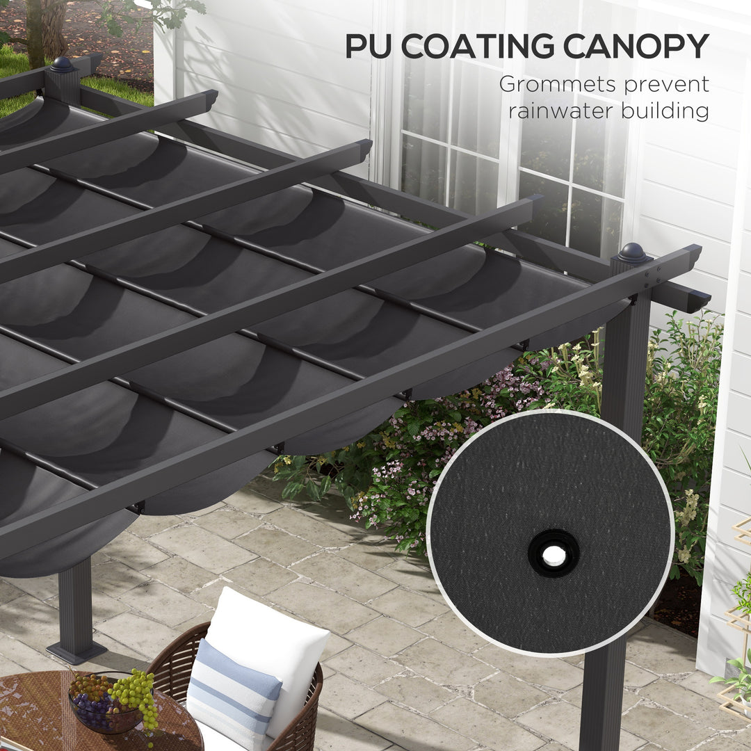 Outsunny 3 x 3(m) Aluminium Pergola with Retractable Roof, Garden Gazebo Canopy Sun Shade Shelter for Grill, Patio, Deck