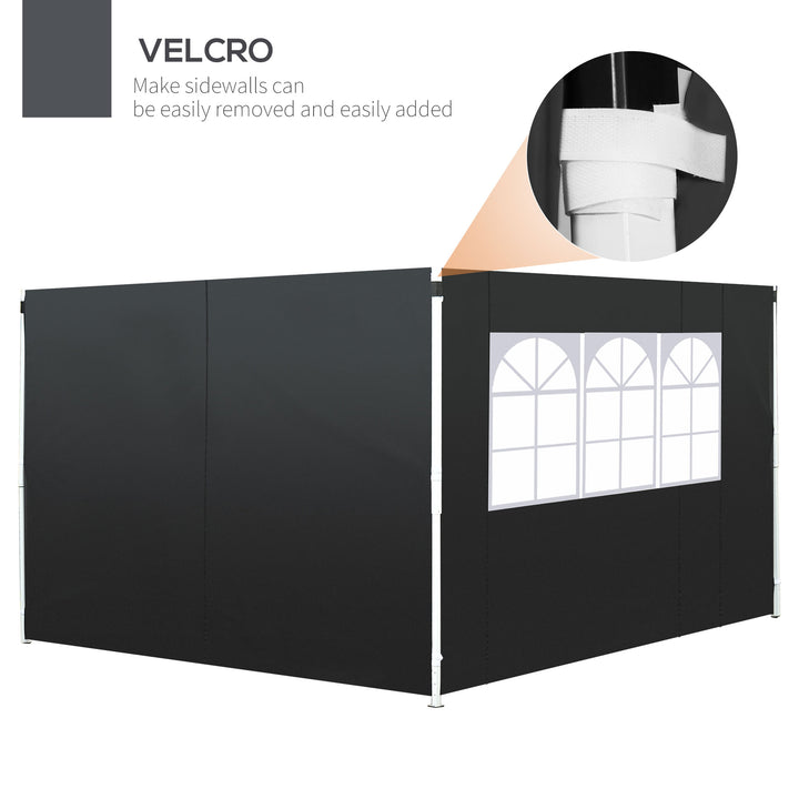 3 Meters Gazebo Replaceable Exchangeable Side Panel Wall Panels Walls With Window, Black