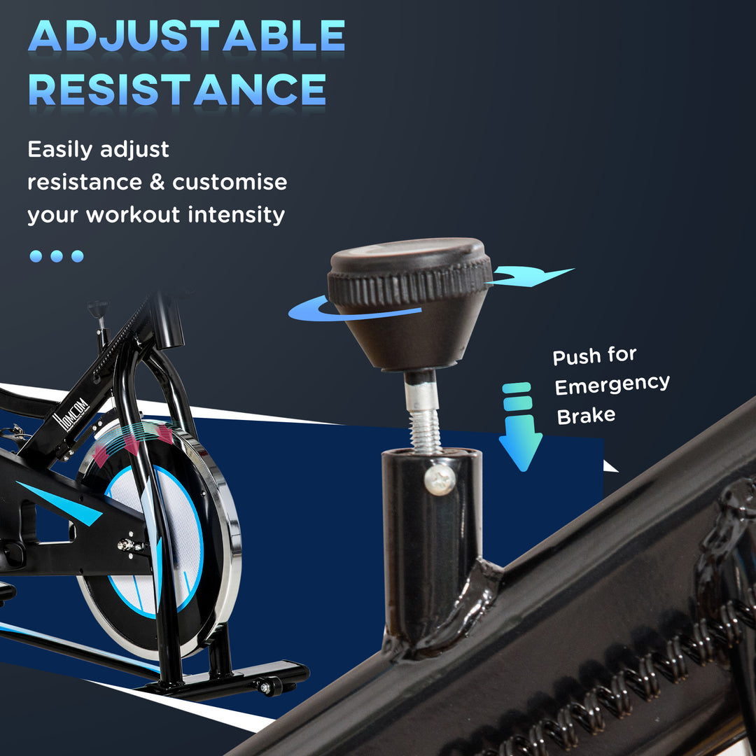 Stationary Exercise Bike, 8kg Flywheel Indoor Cycling Workout Fitness Bike, Adjustable Resistance Cardio Exercise Machine w/ LCD Monitor Pad and Phone Holder for Home, Gym, Office, Black