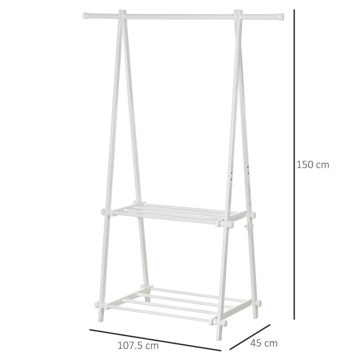 HOMCOM Minimalist Garment Rack: Adjustable Shelving Unit for Hallway Organisation, White | Aosom UK