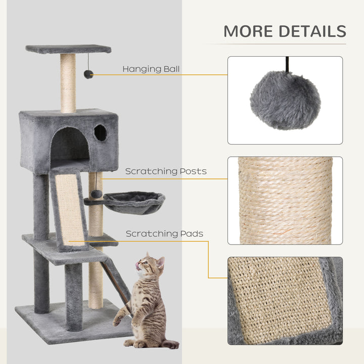 130cm Cat Tree for Indoor Cats Activity Center with Condo Scratching Post Ladders Kitty Climbing Tower Relaxing Playing