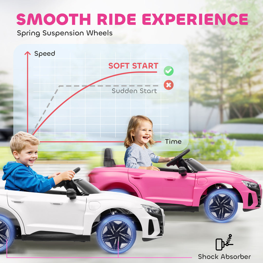 Audi Licensed 12V Kids Electric Ride-On, with Remote Control, Suspension System, Lights, Music, Motor - Pink