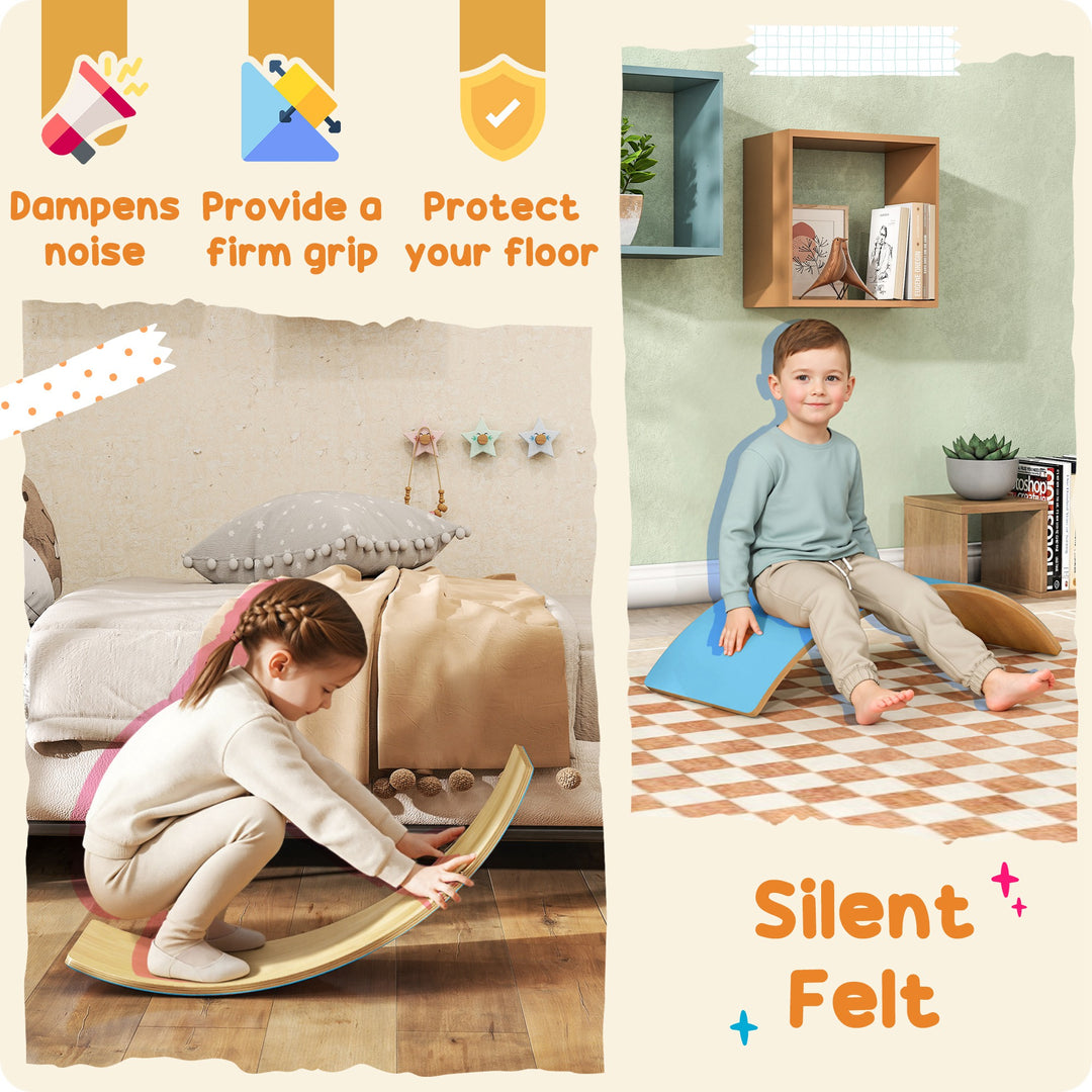 Wooden Balance Board for Kids, Wobble Board with Silent Felt for Sensory Play