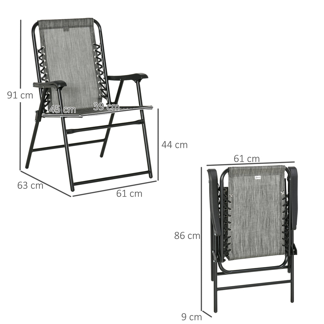 Set of 6 Patio Folding Chair Set, Garden Portable Outdoor Chairs with Armrest and Breathable Mesh Fabric Seat and Backrest, for Camping, Beach, Deck, Lawn, Grey