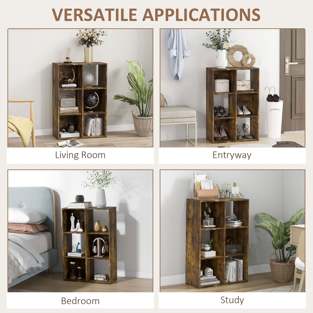 6-Cube Bookshelf - Rustic Brown