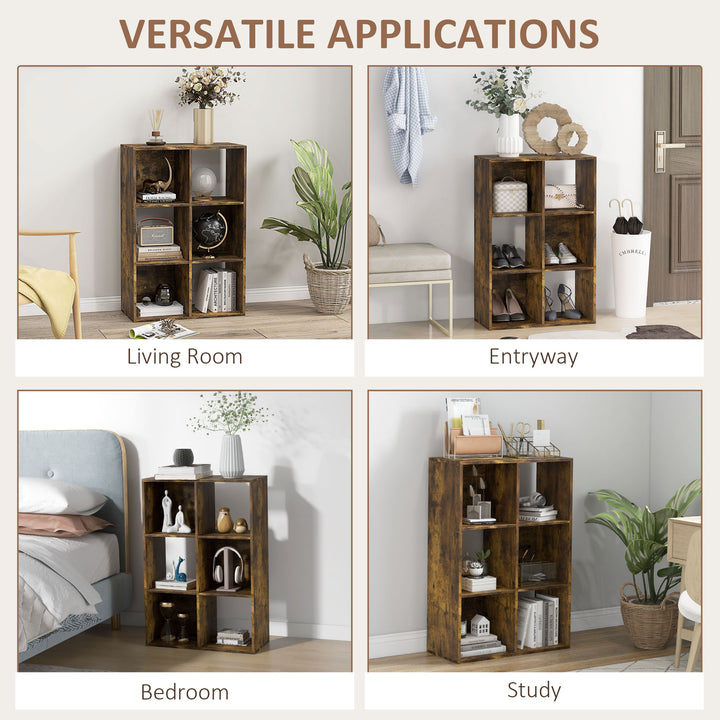 6-Cube Bookshelf - Rustic Brown