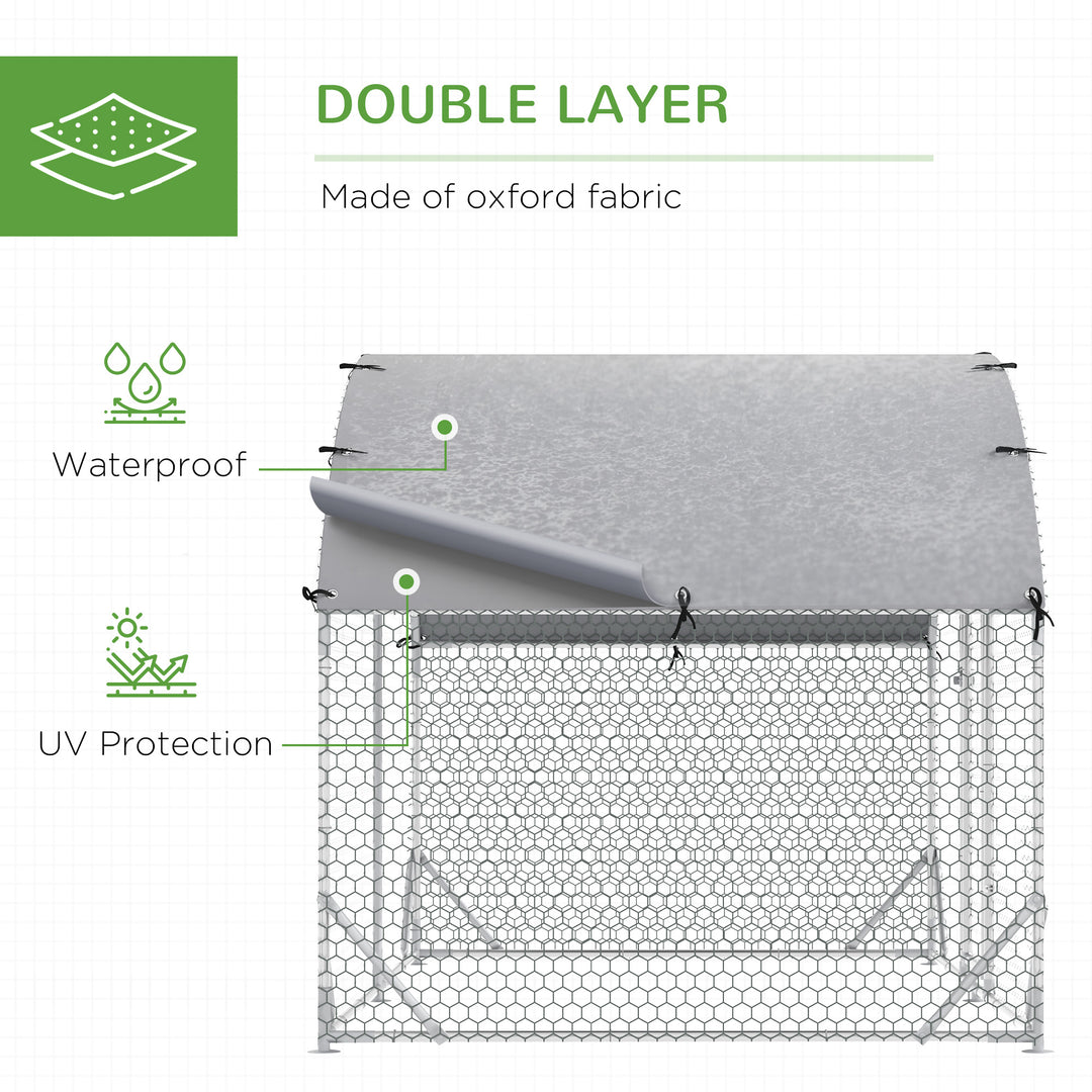 Walk-In Chicken Run, Metal Chicken Coop with Cover, Outdoor Hen Poultry House Cage with Chicken Activity Shelf, for Chickens, Rabbits, Ducks, 2.8 x 1.9 x 2m
