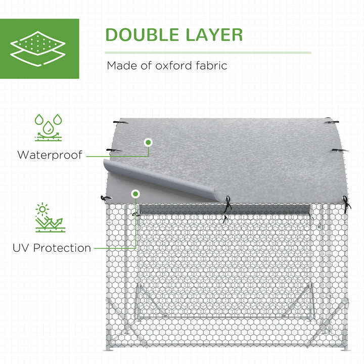 Walk-In Chicken Run, Metal Chicken Coop with Cover, Outdoor Hen Poultry House Cage with Chicken Activity Shelf, for Chickens, Rabbits, Ducks, 2.8 x 1.9 x 2m