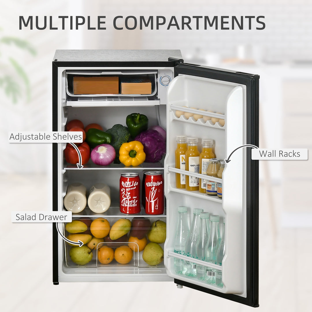 MCL Under Counter Fridge, 91L Small Fridge with Chiller Box, Removable Shelf, Reversible Door, Adjustable Legs, Mini Refrigerator, Black