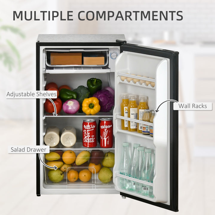 MCL Under Counter Fridge, 91L Small Fridge with Chiller Box, Removable Shelf, Reversible Door, Adjustable Legs, Mini Refrigerator, Black