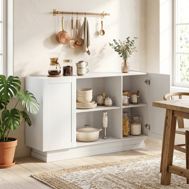 Sideboard Buffet Cabinet, 133 cm Storage Cabinet with 2 Open Shelves, 