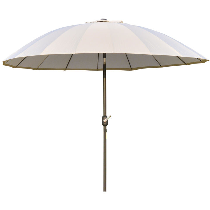 Outsunny Waterproof 255cm Patio Parasol Umbrella Outdoor Market Table Parasol with Push Button Tilt Crank and Sturdy Ribs for Garden | Aosom UK