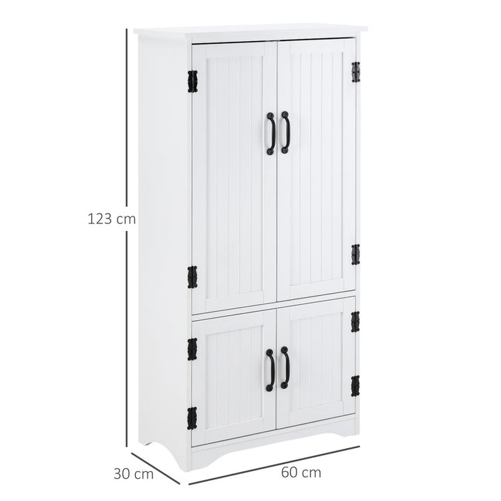 HOMCOM Accent Floor Storage Cabinet Kitchen Pantry with Adjustable Shelves and 2 Lower Doors, White | Aosom UK