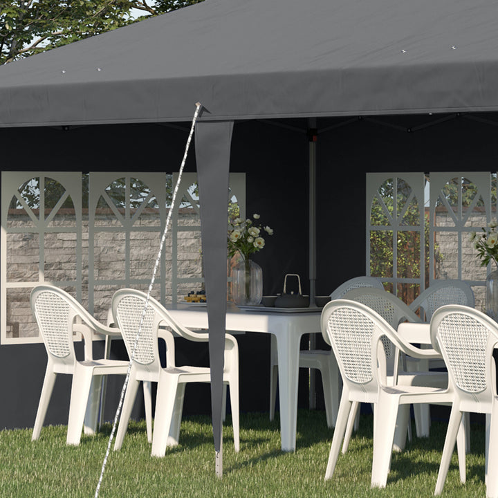 Outsunny 3 x 6m Pop Up Gazebo, Height Adjustable Marquee Party Tent with Sidewalls and Storage Bag, Grey