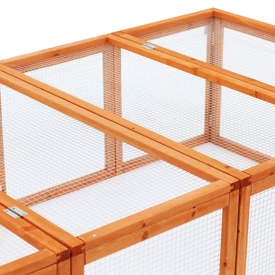 Pawhut Rabbit Hutch W/ Mesh Wire, 181Lx100Wx 48H cm-Wood | Aosom UK