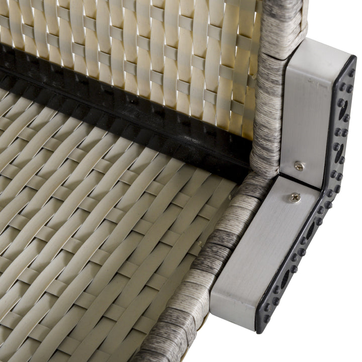 MCL Outdoor PE Rattan Furniture with Cushions, Garden Armless Chair with Adjustable Footpads and Back Support Cushion, for Garden, Yard, Terrace, Light Grey