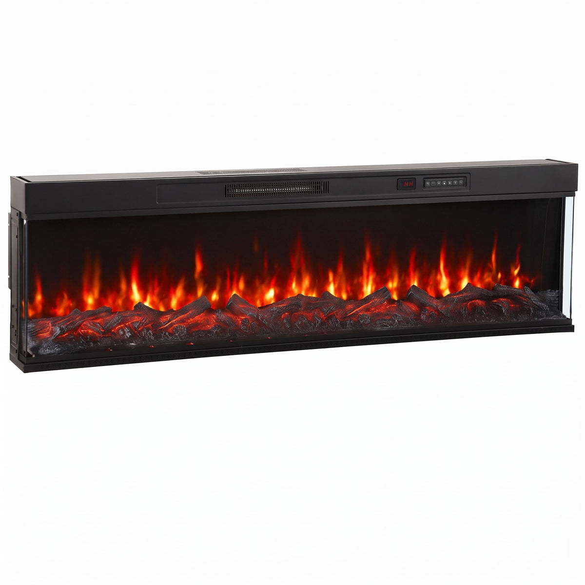 60" Electric Fireplace Insert, 3-Sided Freestanding/Wall Recessed