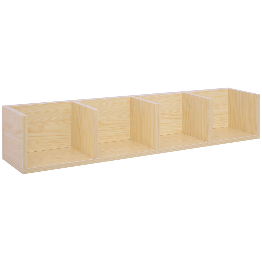 Wall Mount 84 CD / 56 DVD/Blu-ray/ Media Storage Rack 4 Cubes Wooden Shelf Organizer Unit Bookcase Display (Natural Wood Colour)